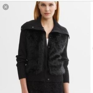 Banana Republic Faux Fur Sweater Jacket Ribbed